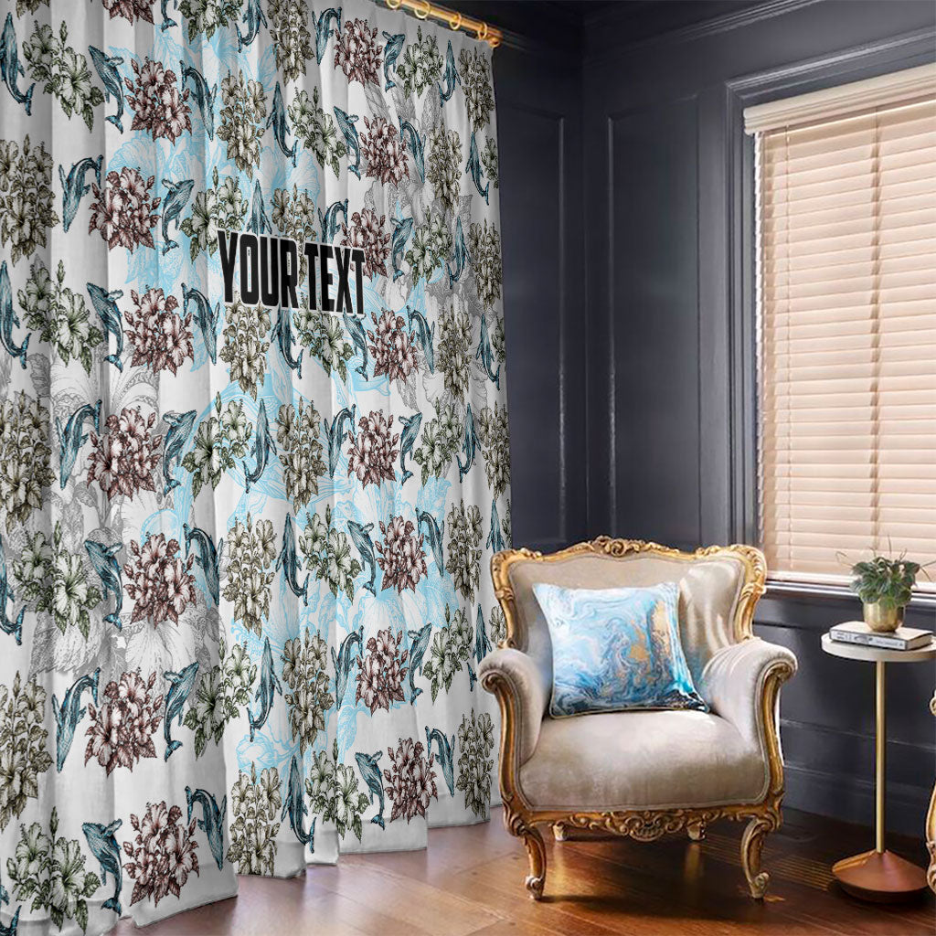 Personalized Masefau American Samoa Window Curtain Vintage Whale Hibiscus Ocean Waves TS04 - Polynesian Pride