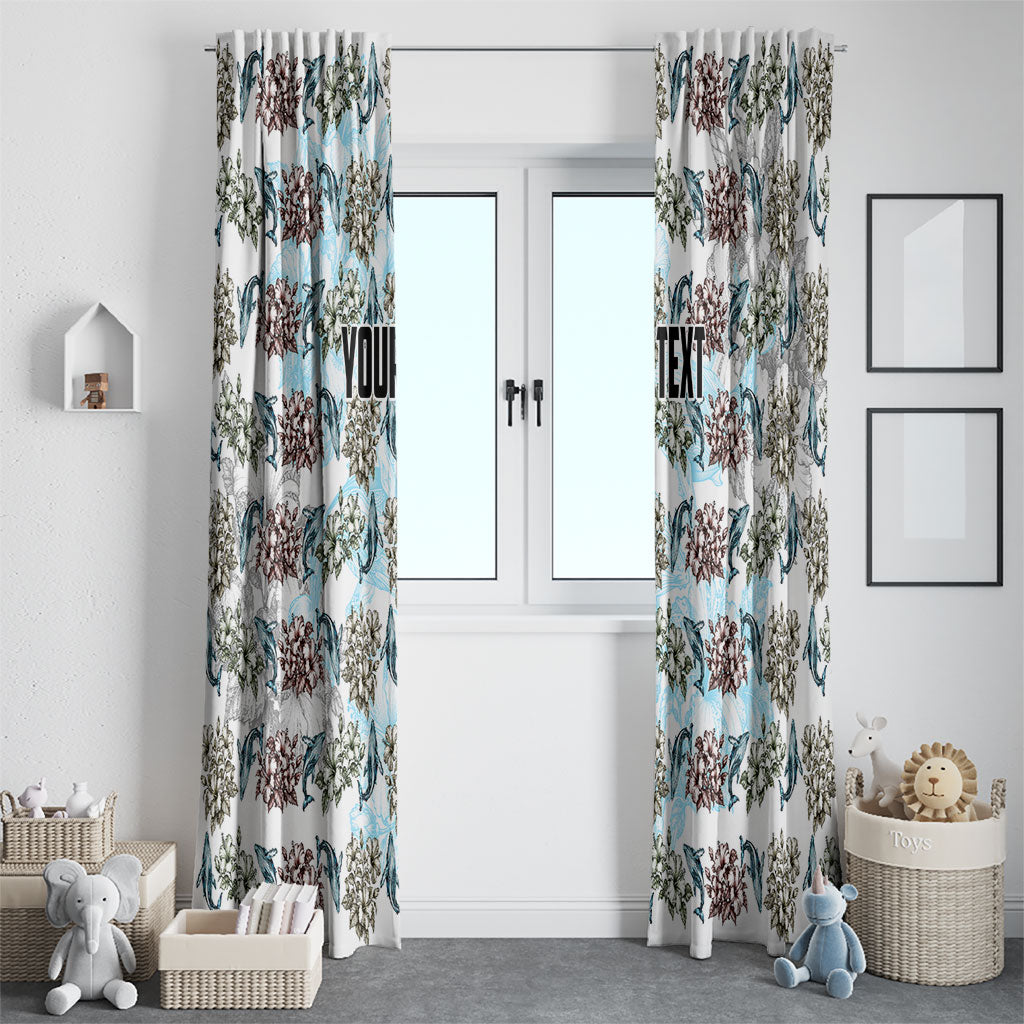 Personalized Masefau American Samoa Window Curtain Vintage Whale Hibiscus Ocean Waves TS04 - Polynesian Pride