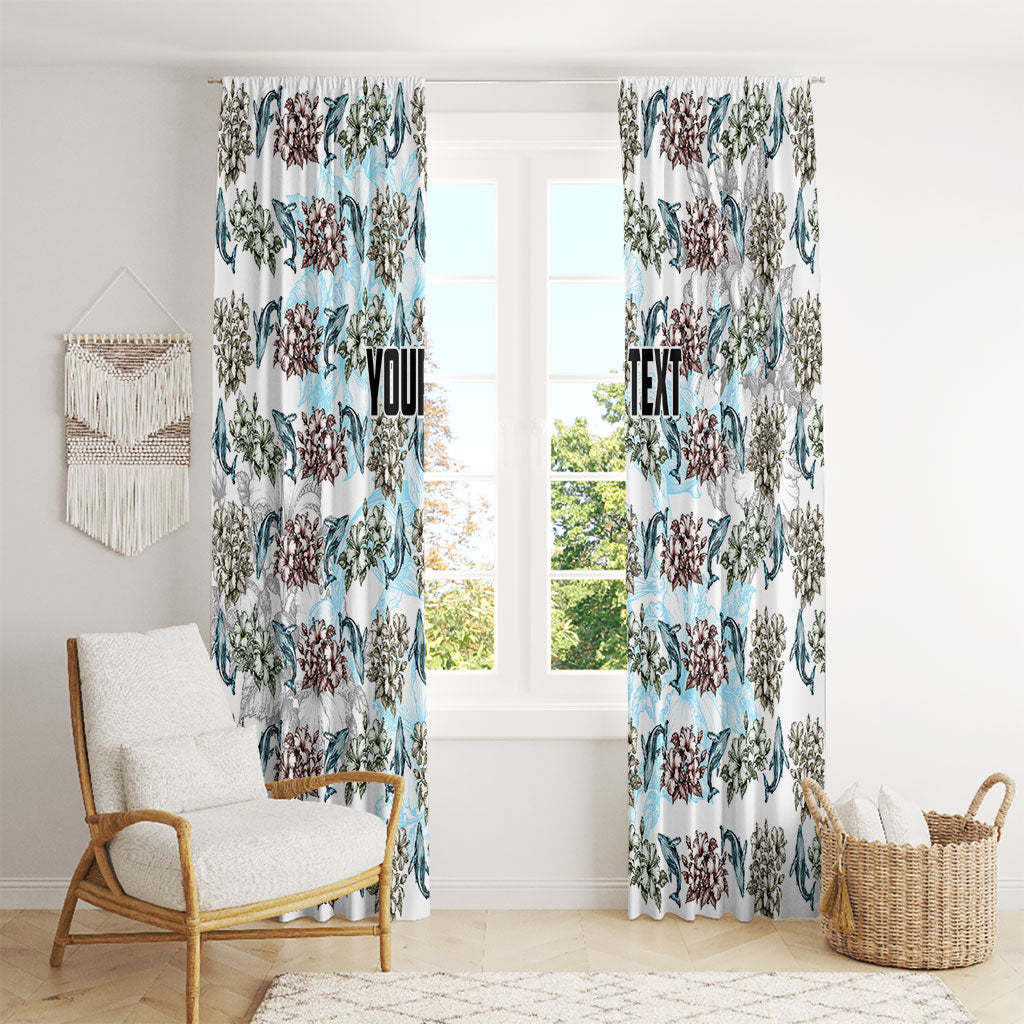 Personalized Masefau American Samoa Window Curtain Vintage Whale Hibiscus Ocean Waves TS04 - Polynesian Pride