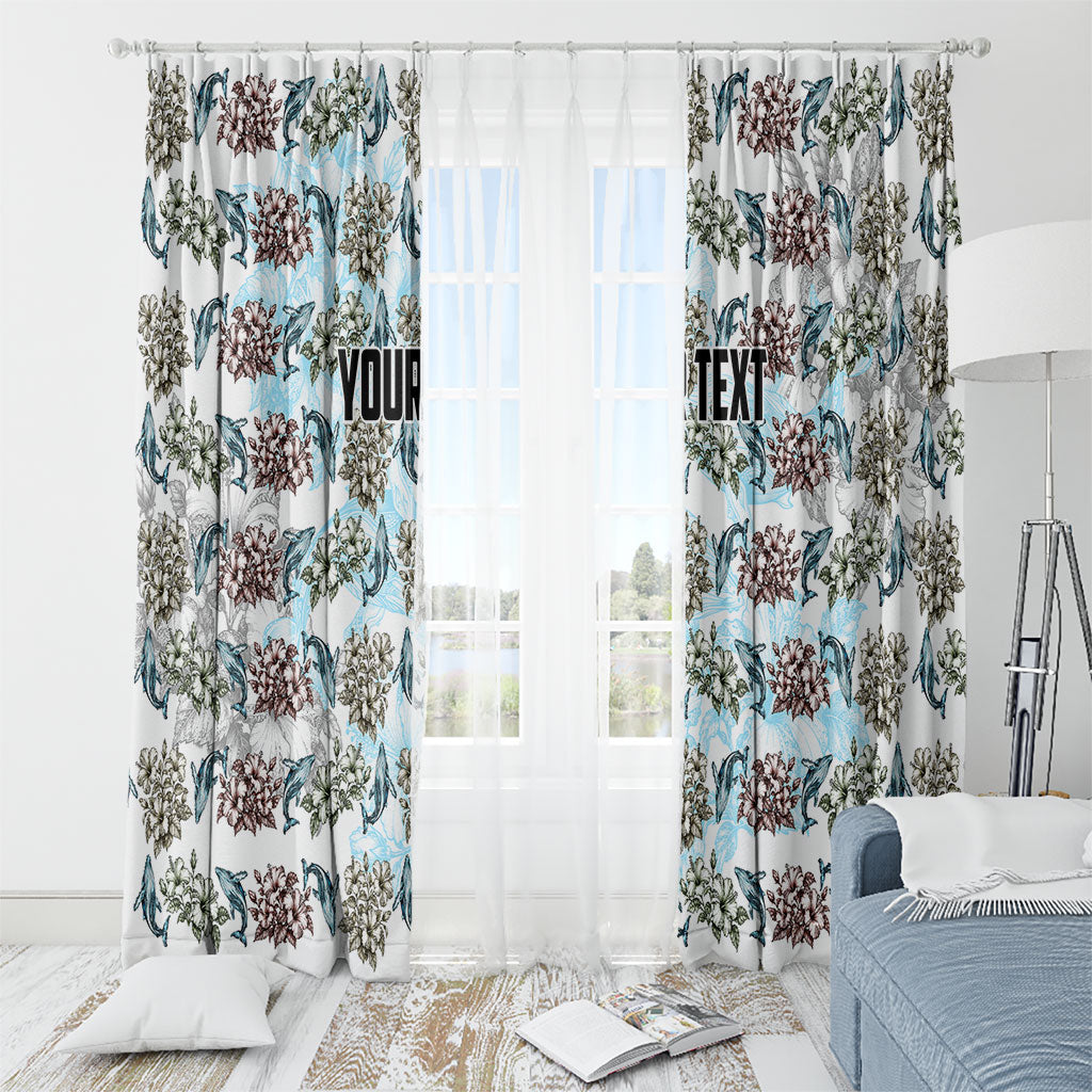 Personalized Masefau American Samoa Window Curtain Vintage Whale Hibiscus Ocean Waves TS04 - Polynesian Pride