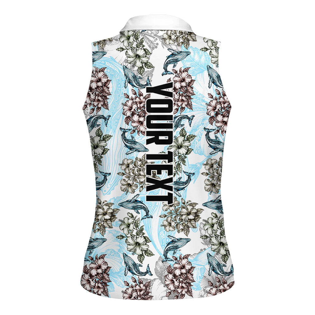 Personalized Masefau American Samoa Women Sleeveless Polo Shirt Vintage Whale Hibiscus Ocean Waves TS04 - Polynesian Pride
