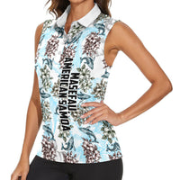 Personalized Masefau American Samoa Women Sleeveless Polo Shirt Vintage Whale Hibiscus Ocean Waves TS04 - Polynesian Pride