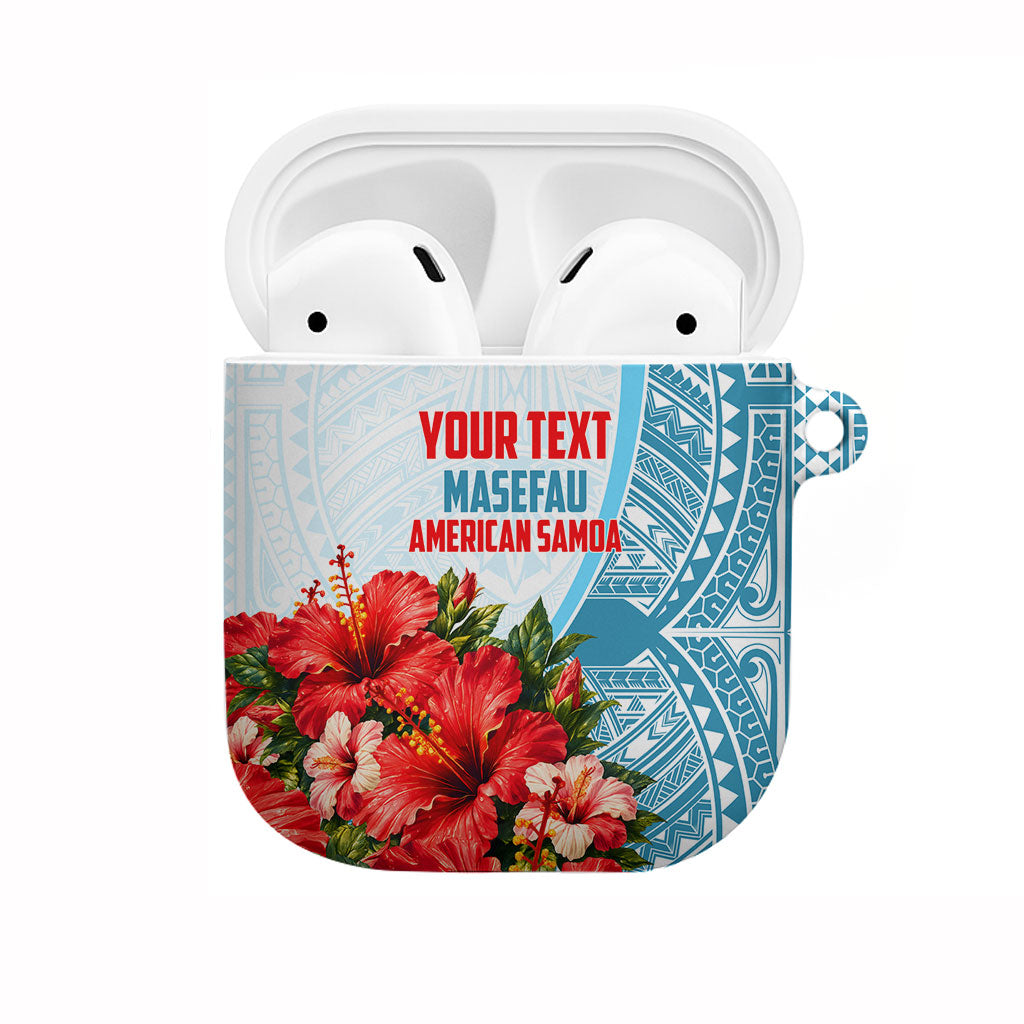 Personalized American Samoa Masefau AirPods Case Hibiscus Tropical Floral Whale Polynesian Tribal Pattern TS04 White Blue - Polynesian Pride