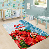 Personalized American Samoa Masefau Area Rug Hibiscus Tropical Floral Whale Polynesian Tribal Pattern TS04 - Polynesian Pride