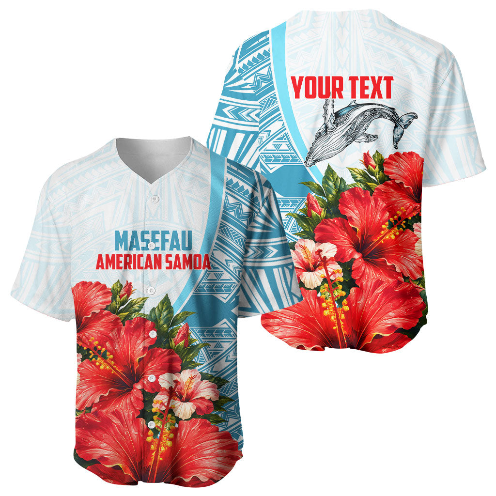 Personalized American Samoa Masefau Baseball Jersey Hibiscus Tropical Floral Whale Polynesian Tribal Pattern TS04 - Polynesian Pride