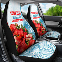 Personalized American Samoa Masefau Car Seat Cover Hibiscus Tropical Floral Whale Polynesian Tribal Pattern TS04 - Polynesian Pride