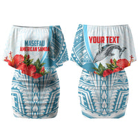 Personalized American Samoa Masefau Couples Matching Off Shoulder Short Dress and Hawaiian Shirt Hibiscus Tropical Floral Whale Polynesian Tribal Pattern TS04 - Polynesian Pride
