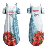 Personalized American Samoa Masefau Couples Matching Summer Maxi Dress and Long Sleeve Button Shirt Hibiscus Tropical Floral Whale Polynesian Tribal Pattern TS04 - Polynesian Pride
