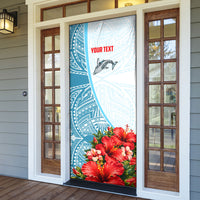 Personalized American Samoa Masefau Door Cover Hibiscus Tropical Floral Whale Polynesian Tribal Pattern TS04 - Polynesian Pride