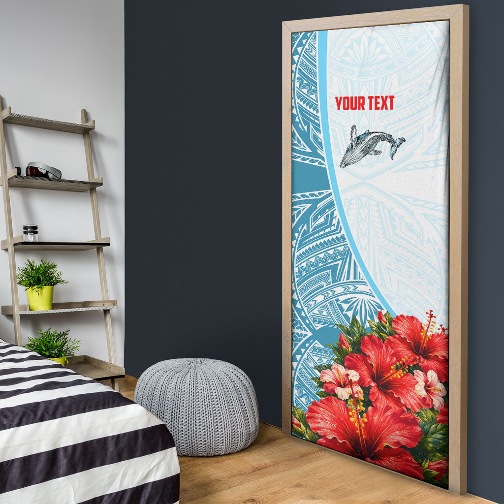 Personalized American Samoa Masefau Door Cover Hibiscus Tropical Floral Whale Polynesian Tribal Pattern TS04 - Polynesian Pride
