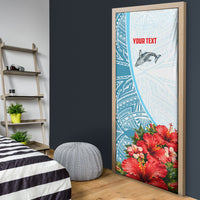 Personalized American Samoa Masefau Door Cover Hibiscus Tropical Floral Whale Polynesian Tribal Pattern TS04 - Polynesian Pride