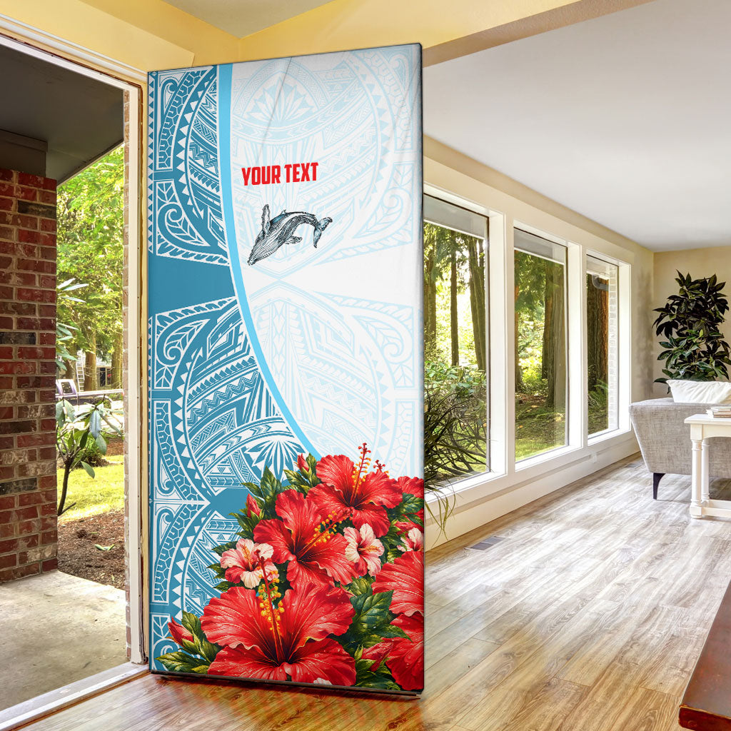Personalized American Samoa Masefau Door Cover Hibiscus Tropical Floral Whale Polynesian Tribal Pattern TS04 - Polynesian Pride