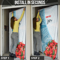 Personalized American Samoa Masefau Door Cover Hibiscus Tropical Floral Whale Polynesian Tribal Pattern TS04 - Polynesian Pride