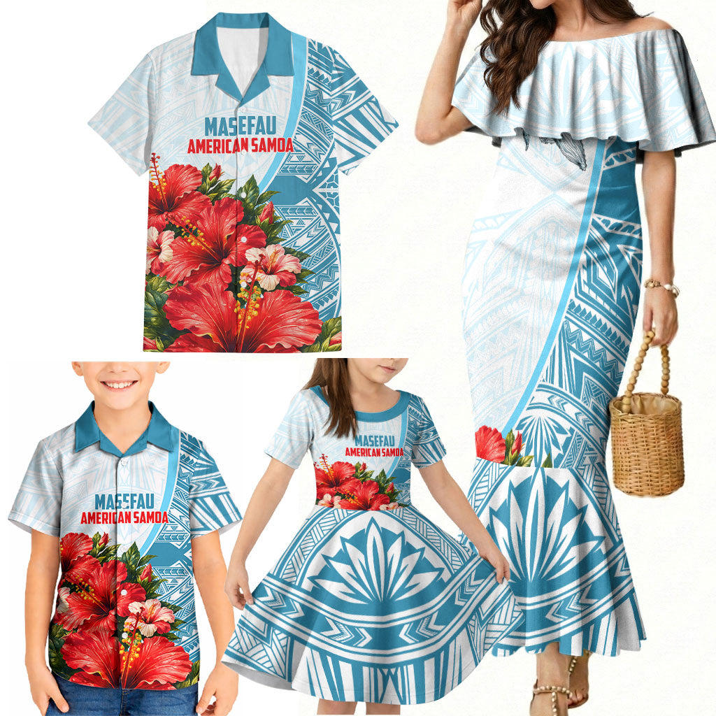Personalized American Samoa Masefau Family Matching Mermaid Dress and Hawaiian Shirt Hibiscus Tropical Floral Whale Polynesian Tribal Pattern TS04 - Polynesian Pride