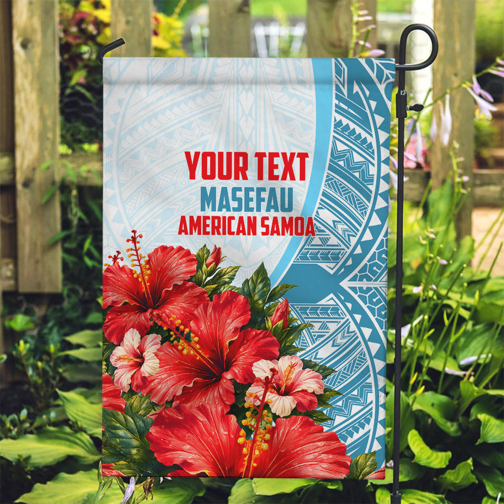 Personalized American Samoa Masefau Garden Flag Hibiscus Tropical Floral Whale Polynesian Tribal Pattern TS04 Garden Flag White Blue - Polynesian Pride