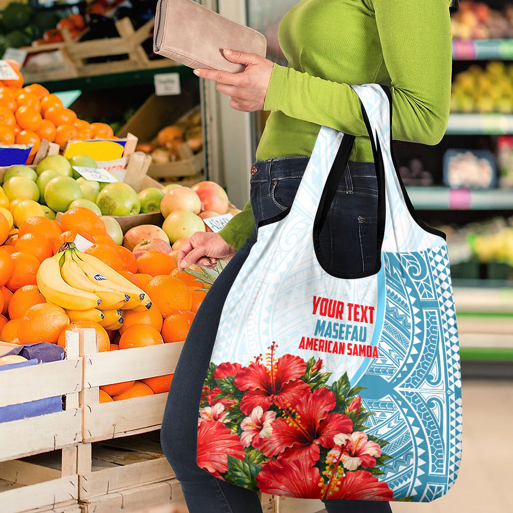 Personalized American Samoa Masefau Grocery Bag Hibiscus Tropical Floral Whale Polynesian Tribal Pattern TS04 - Polynesian Pride