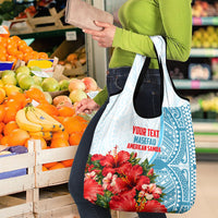Personalized American Samoa Masefau Grocery Bag Hibiscus Tropical Floral Whale Polynesian Tribal Pattern TS04 - Polynesian Pride