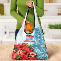 Personalized American Samoa Masefau Grocery Bag Hibiscus Tropical Floral Whale Polynesian Tribal Pattern TS04 - Polynesian Pride