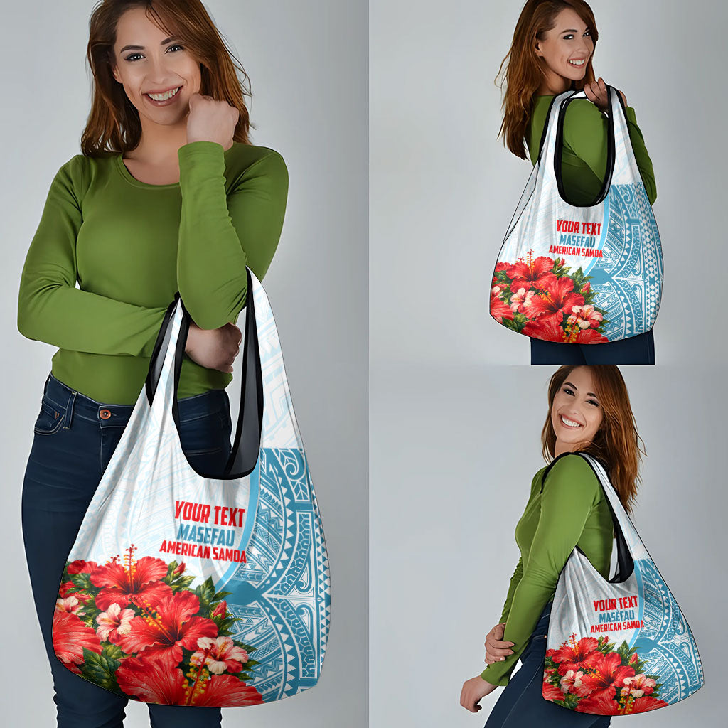 Personalized American Samoa Masefau Grocery Bag Hibiscus Tropical Floral Whale Polynesian Tribal Pattern TS04 - Polynesian Pride