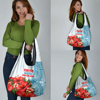 Personalized American Samoa Masefau Grocery Bag Hibiscus Tropical Floral Whale Polynesian Tribal Pattern TS04 - Polynesian Pride