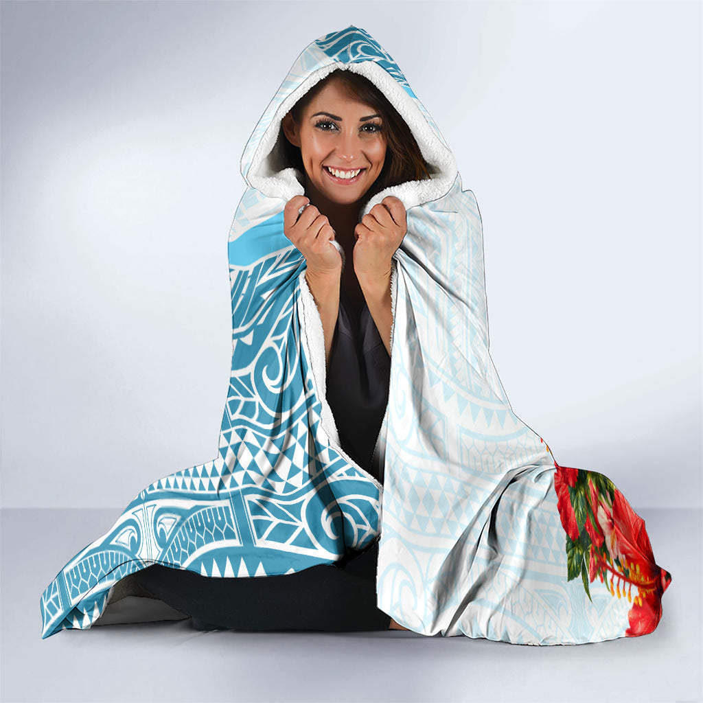 Personalized American Samoa Masefau Hooded Blanket Hibiscus Tropical Floral Whale Polynesian Tribal Pattern TS04 - Polynesian Pride