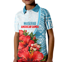 Personalized American Samoa Masefau Kid Polo Shirt Hibiscus Tropical Floral Whale Polynesian Tribal Pattern TS04 Kid White Blue - Polynesian Pride