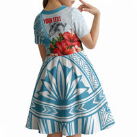 Personalized American Samoa Masefau Kid Short Sleeve Dress Hibiscus Tropical Floral Whale Polynesian Tribal Pattern TS04 - Polynesian Pride