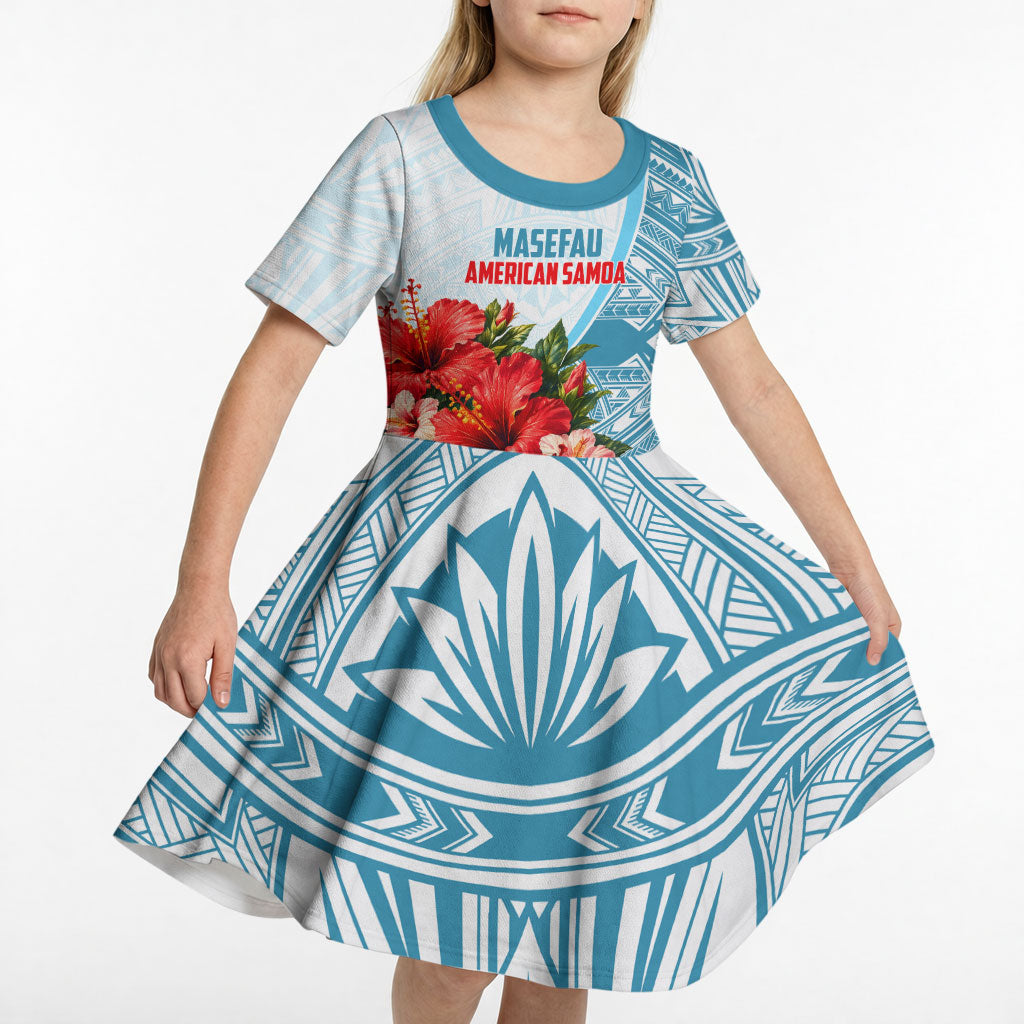 Personalized American Samoa Masefau Kid Short Sleeve Dress Hibiscus Tropical Floral Whale Polynesian Tribal Pattern TS04 - Polynesian Pride