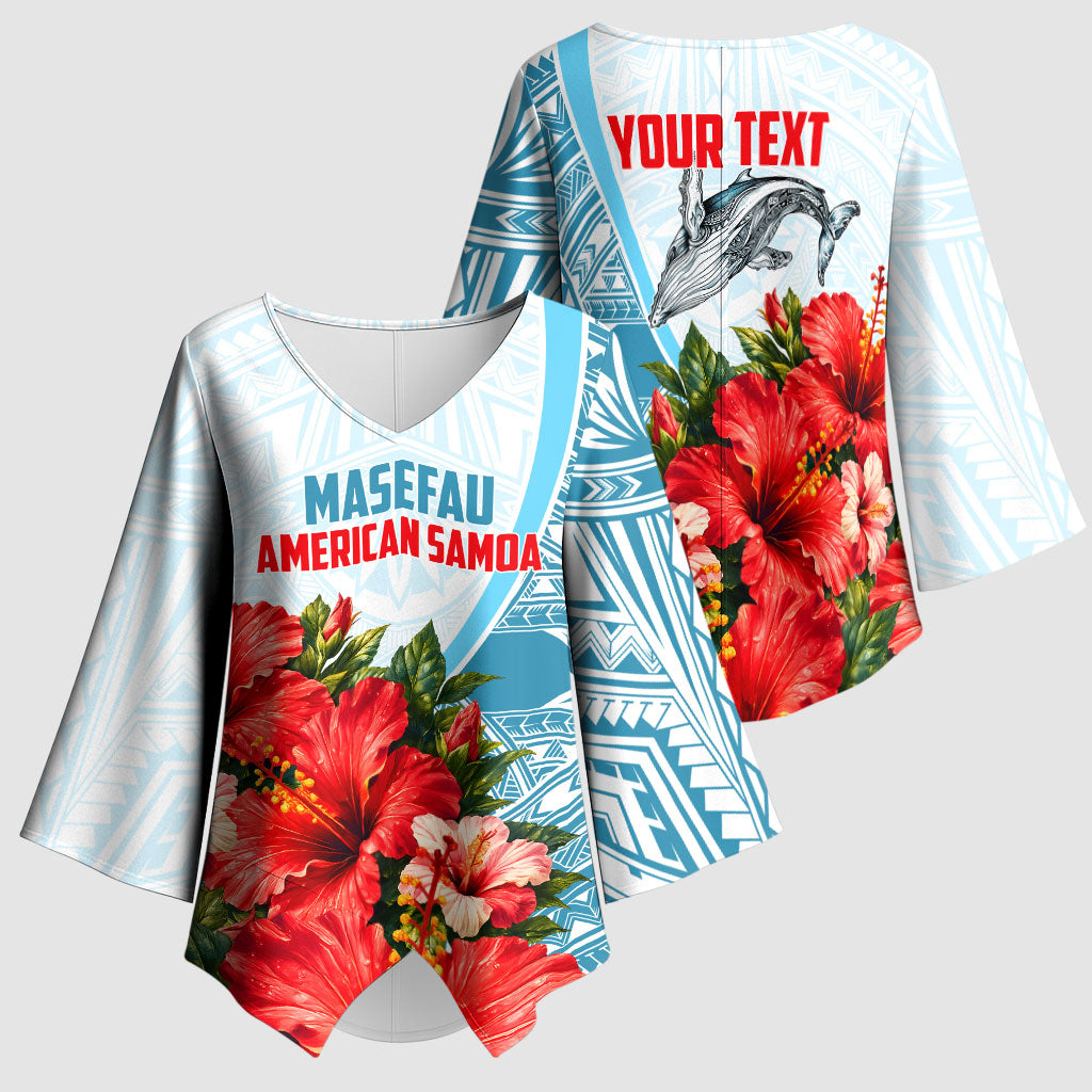 Personalized American Samoa Masefau Kimono Sleeve Blouse Hibiscus Tropical Floral Whale Polynesian Tribal Pattern TS04 - Polynesian Pride