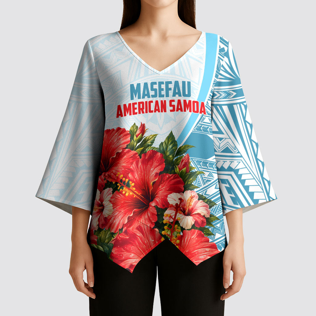 Personalized American Samoa Masefau Kimono Sleeve Blouse Hibiscus Tropical Floral Whale Polynesian Tribal Pattern TS04 - Polynesian Pride