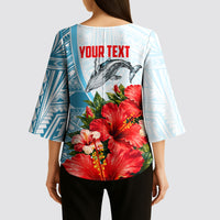 Personalized American Samoa Masefau Kimono Sleeve Blouse Hibiscus Tropical Floral Whale Polynesian Tribal Pattern TS04 - Polynesian Pride