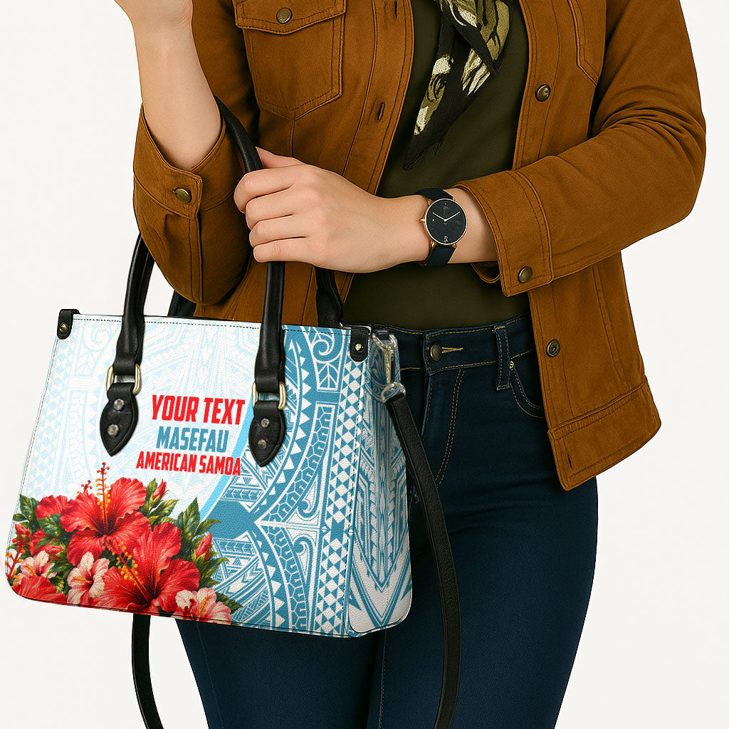 Personalized American Samoa Masefau Leather Bag Hibiscus Tropical Floral Whale Polynesian Tribal Pattern TS04 - Polynesian Pride