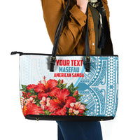 Personalized American Samoa Masefau Leather Tote Bag Hibiscus Tropical Floral Whale Polynesian Tribal Pattern TS04 - Polynesian Pride