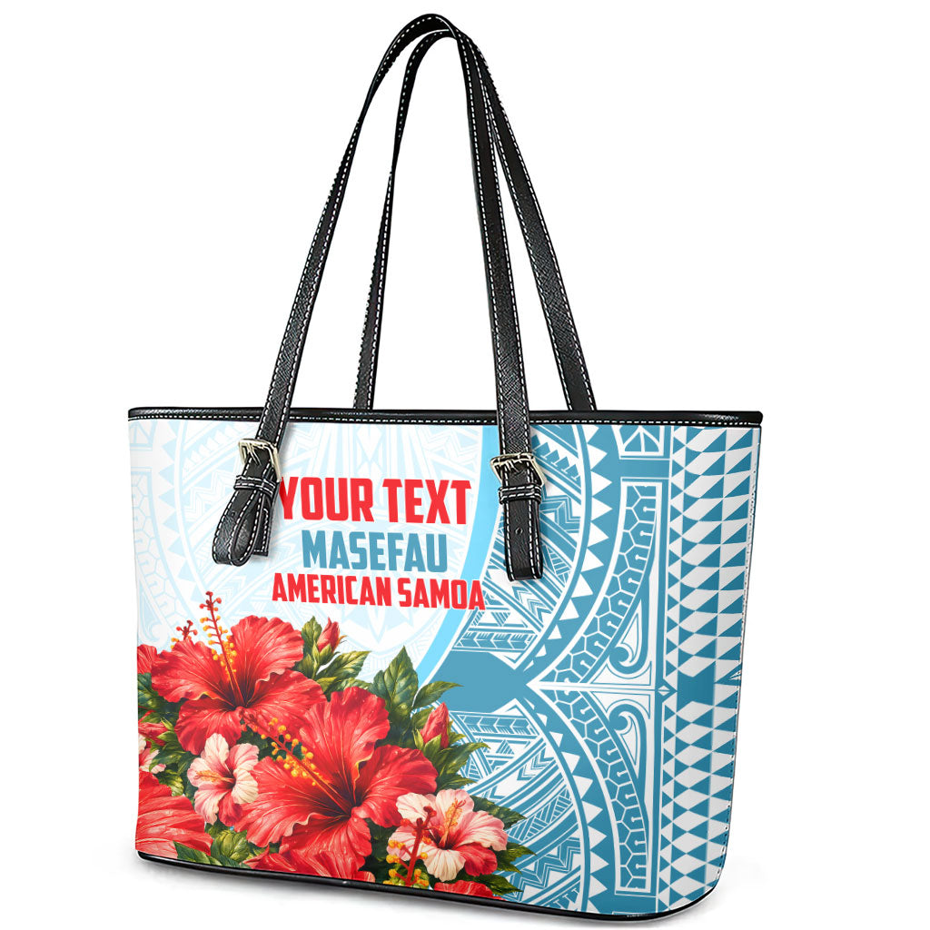 Personalized American Samoa Masefau Leather Tote Bag Hibiscus Tropical Floral Whale Polynesian Tribal Pattern TS04 - Polynesian Pride