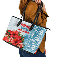 Personalized American Samoa Masefau Leather Tote Bag Hibiscus Tropical Floral Whale Polynesian Tribal Pattern TS04 - Polynesian Pride