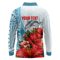 Personalized American Samoa Masefau Long Sleeve Polo Shirt Hibiscus Tropical Floral Whale Polynesian Tribal Pattern TS04 - Polynesian Pride