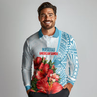 Personalized American Samoa Masefau Long Sleeve Polo Shirt Hibiscus Tropical Floral Whale Polynesian Tribal Pattern TS04 - Polynesian Pride