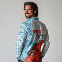 Personalized American Samoa Masefau Long Sleeve Polo Shirt Hibiscus Tropical Floral Whale Polynesian Tribal Pattern TS04 - Polynesian Pride
