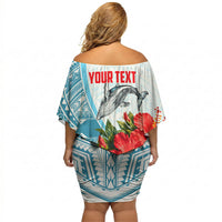 Personalized American Samoa Masefau Off Shoulder Short Dress Hibiscus Tropical Floral Whale Polynesian Tribal Pattern TS04 - Polynesian Pride