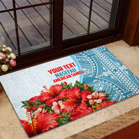 Personalized American Samoa Masefau Rubber Doormat Hibiscus Tropical Floral Whale Polynesian Tribal Pattern TS04 - Polynesian Pride
