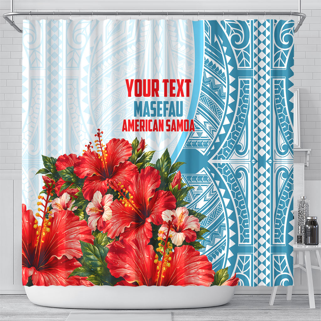 Personalized American Samoa Masefau Shower Curtain Hibiscus Tropical Floral Whale Polynesian Tribal Pattern TS04 - Polynesian Pride