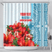 Personalized American Samoa Masefau Shower Curtain Hibiscus Tropical Floral Whale Polynesian Tribal Pattern TS04 - Polynesian Pride