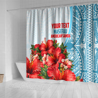 Personalized American Samoa Masefau Shower Curtain Hibiscus Tropical Floral Whale Polynesian Tribal Pattern TS04 - Polynesian Pride