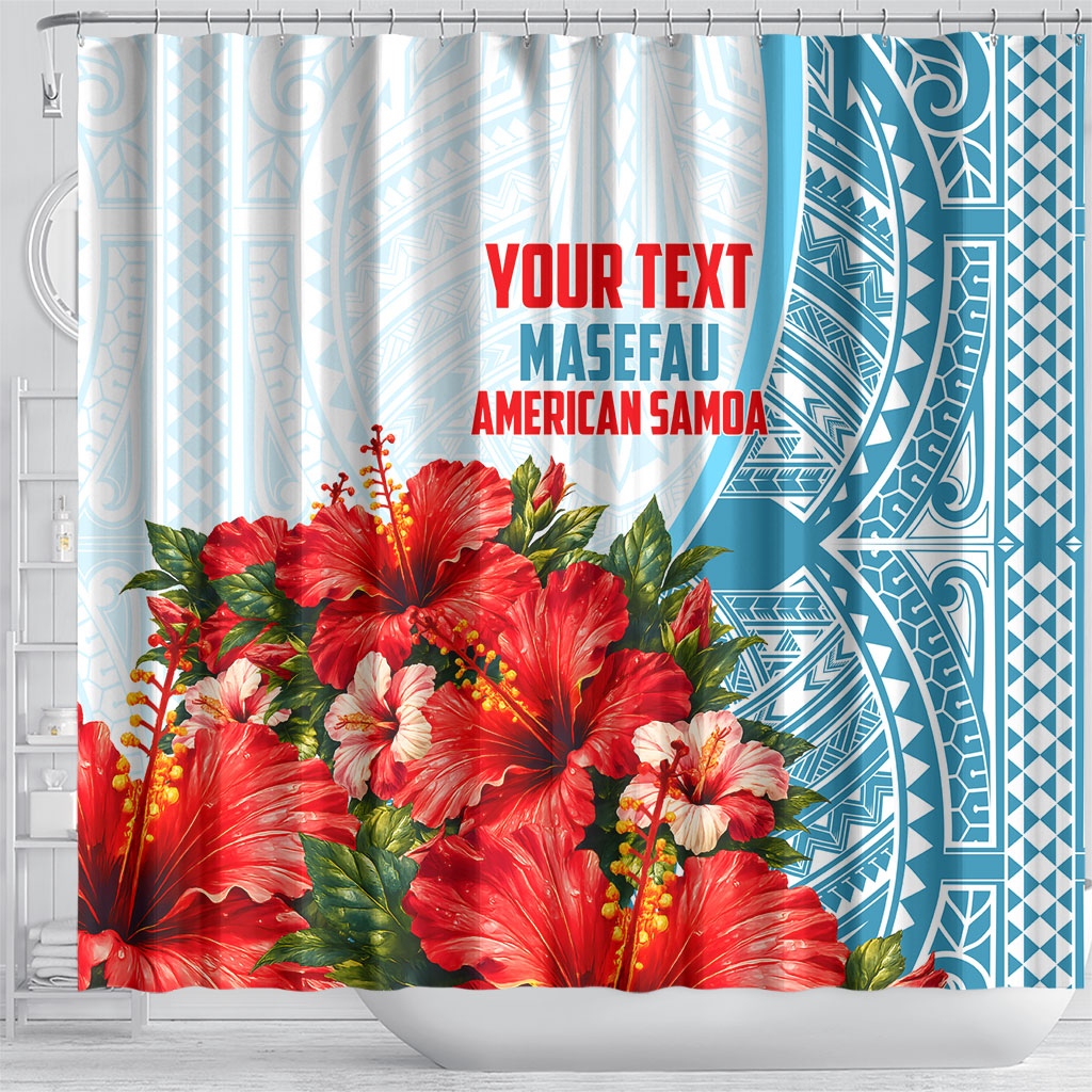 Personalized American Samoa Masefau Shower Curtain Hibiscus Tropical Floral Whale Polynesian Tribal Pattern TS04 - Polynesian Pride
