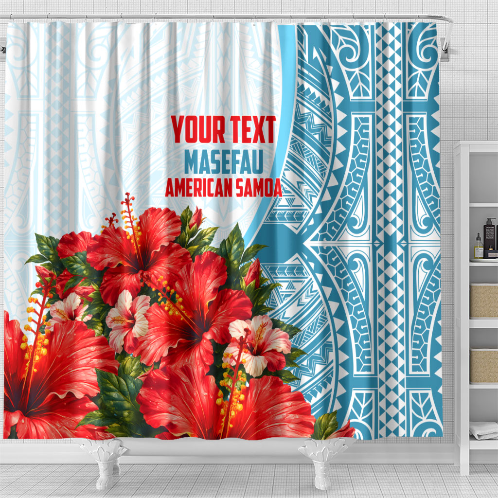 Personalized American Samoa Masefau Shower Curtain Hibiscus Tropical Floral Whale Polynesian Tribal Pattern TS04 - Polynesian Pride
