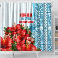 Personalized American Samoa Masefau Shower Curtain Hibiscus Tropical Floral Whale Polynesian Tribal Pattern TS04 - Polynesian Pride