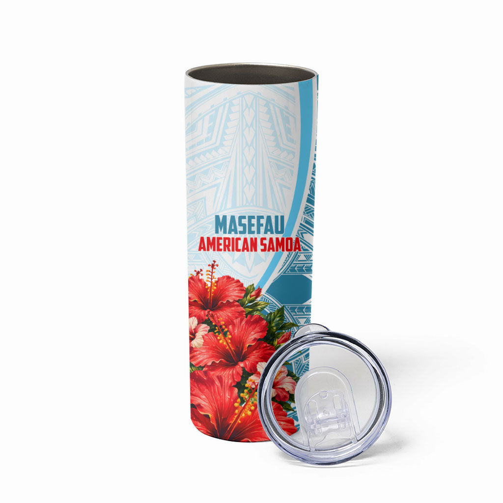 Personalized American Samoa Masefau Skinny Tumbler Hibiscus Tropical Floral Whale Polynesian Tribal Pattern TS04 - Polynesian Pride