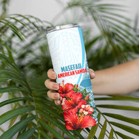 Personalized American Samoa Masefau Skinny Tumbler Hibiscus Tropical Floral Whale Polynesian Tribal Pattern TS04 - Polynesian Pride