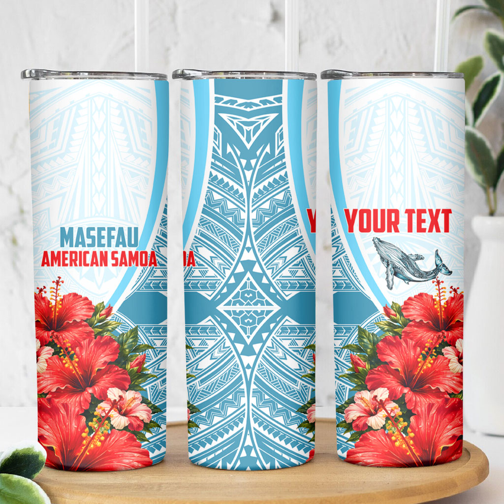 Personalized American Samoa Masefau Skinny Tumbler Hibiscus Tropical Floral Whale Polynesian Tribal Pattern TS04 - Polynesian Pride