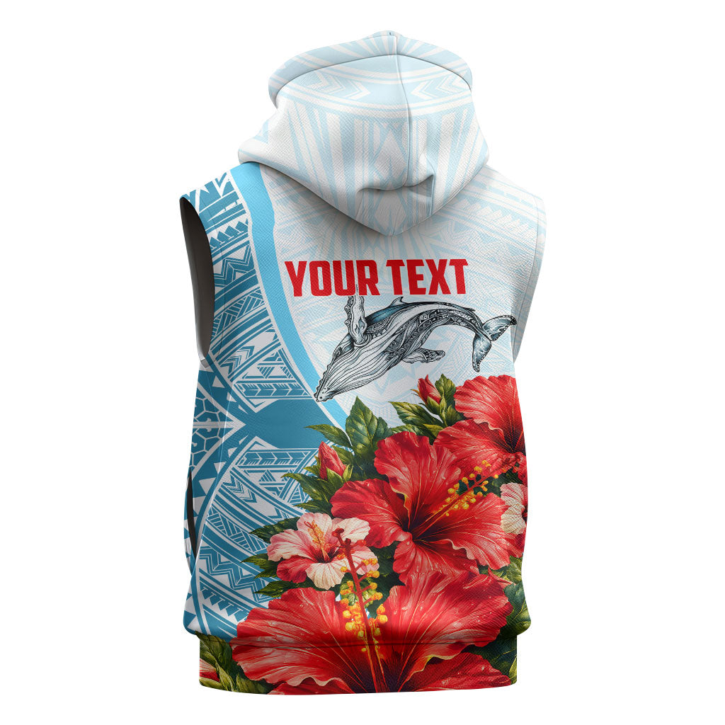 Personalized American Samoa Masefau Sleeveless Hoodie Hibiscus Tropical Floral Whale Polynesian Tribal Pattern TS04 - Polynesian Pride